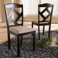 Baxton Studio RH133C-Dark Brown/Sand-DC Ruth Modern and Contemporary Beige Fabric Upholstered and Dark Brown Finished Dining Chair (Set of 2)